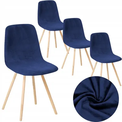 Produktbild von Stuhlhusse - Dunkelblau - 4 Stück - Samt - Bezug für Skandinavische Stühle - Universal - Stretch