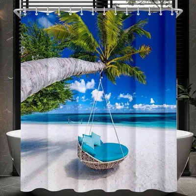 Zdjęcie produktu dla Ibenzoa® Zasłona prysznicowa, 120 x 200 cm, 100% poliester, wodoodporna i antybakteryjna, z obciążonym dołem, antypoślizgowa, w zestawie 8 haczyków