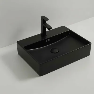 Immagine prodotto di Lavabo d'appoggio in Vetroceramica nero opaco 60x42x13H 9555