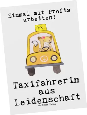 Produktbild von Mr. & Mrs. Panda Fotokarte Taxifahrerin Leidenschaft - Weiß - Geschenk, Grußkarte, Kunstkarten, Ansichtskarte, Postkarte, Postkarten