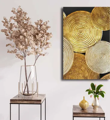 Produktbild von Wallity, 4570NISC-018, Dekorative Leinwandmalerei, 100 % LEINWAND (Stärke: 2,8 mm), Gold, 45 x 70 cm