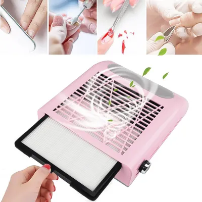 Image de Aspirateur pour ongles Aspirateur pour ongles Sans sac avec ventilateur et filtre Manucure Pédicure, Silencieux, Rose