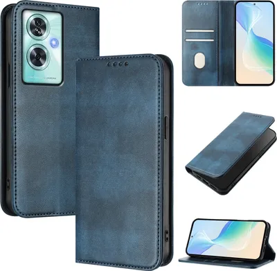 Obrázek produktu pro Pouzdro pro OnePlus Nord N30 SE, vintage kožené pouzdro s RFID ochranou, přihrádkami na karty, stojánkem Modrý