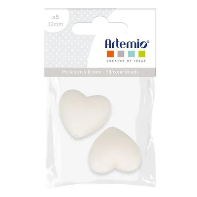 Zdjęcie produktu dla Silikonowe koraliki serce x 2 - 29 x 19 x 12 mm - białe