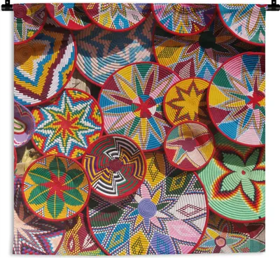 Produktbild von MuchoWow® Wandteppich Wandbehang Kreis - Muster - Farben 60x60 cm Tapisserie Dekoration Wandtuch - Dekorationen - Wand Decke