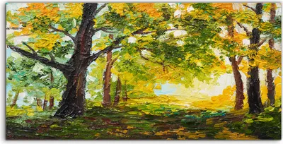 Produktbild von Coloray Spritzschutz aus Glas 100x50  Wandkunst Küchenrückwand Landschafts Wald Bäume Wald grün