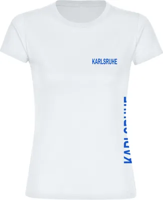 Produktbild von multifanshop Damen T-Shirt - Karlsruhe - Brust & Seite, weiß, Größe S