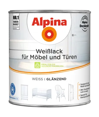 Produktbild von Alpina Weißlack für Möbel & Türen 2 L weiß glänzend