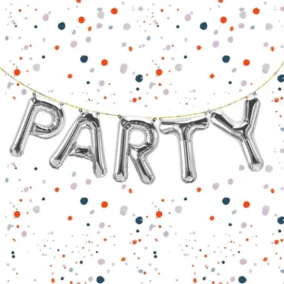 Produktbild von Folienballon Schriftzug Party, Silber, ca. 80 cm für Luftbefüllung