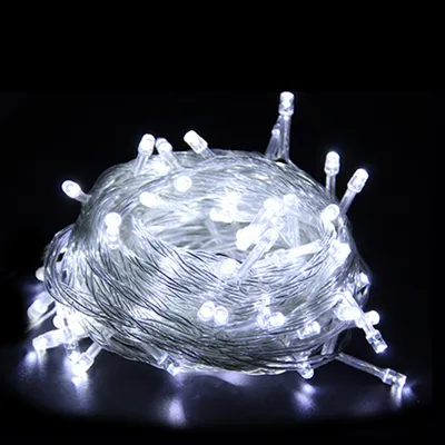 Produktbild von Ikodm Lichterketten 100 m mit 500 LED, Kaltweiß, 8 Modi, IP44, 31 V, weißer Ummantelung, für Weihnachten und Garten