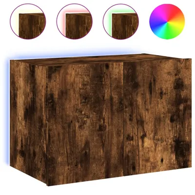 Produktbild von TV-Wandschrank mit LED-Leuchten Räuchereiche 60x35x41 cm