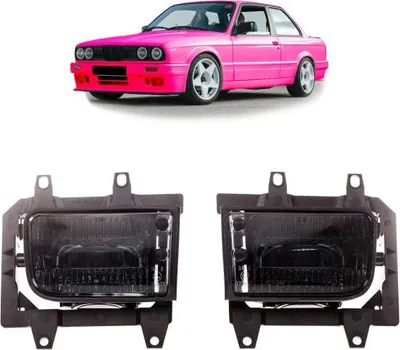 Immagine prodotto di Set di fari antinebbia con lenti trasparenti fumé + lampadine H3, compatibili con BMW E30 facelift dal 1987