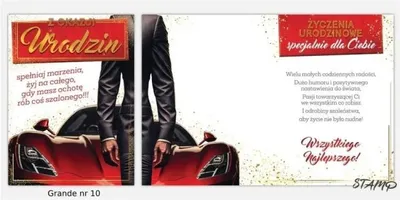 Zdjęcie produktu dla Karnet Grande + koperta wzór nr 10 Urodziny - Stamp