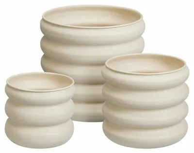 Produktbild von HOWHOMELY | Blumentopf - Übertopf - creme - 3er Set - Pflanzgefäß - aus Metall - für Garten