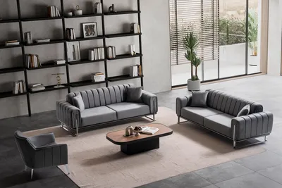 Produktbild von Paris Premium Couchgarnitur 3-3-1 in Grau