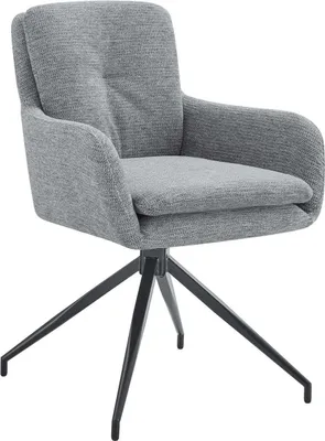 Immagine prodotto di Sedia da pranzo - sedia imbottita - girevole a 180°, ottimo comfort di seduta, metallo nero | colore: grigio