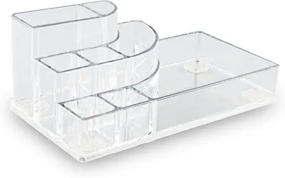 Produktbild von PolkaHome® Make-up Organizer mit 8 Fächern – Transparenter Kosmetik-Organizer aus Acryl für Lippenstift, Nagellack, Pinsel & Schmuck