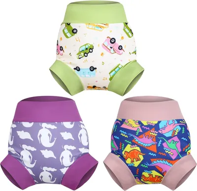Imagen del producto de Pañales de natación reutilizables, impermeables, talla L/4 años, para bebés y niños pequeños