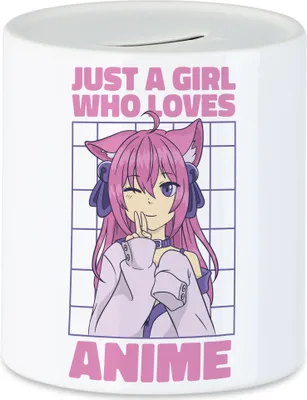 Produktbild von Just A Girl Who Loves Anime Spardose Otaku Baka Manga Comic Geschenkidee Fans