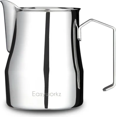 Produktbild von Milchaufschäumkrug aus Edelstahl 350ml Silber - Cappuccino Latte Art Tasse