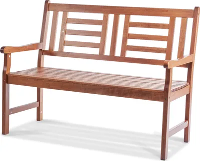 Obrázek produktu pro SucceBuy 48" dřevěná zahradní lavička, nosnost 700 liber, venkovní sezení s opěradlem a područkami, ideální na zahradu, do parku, na dvůr, na verandu