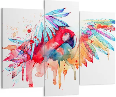 Produktbild von Bild auf Leinwand - Leinwandbild - Natur Malerei Papagei Kinder - 130x100cm - Wand Bild - Wanddeko - Leinwanddruck - Bilder - Kunstdruck - Wanddekoration - Leinwand bilder - Wandkunst - CB130x100-3094