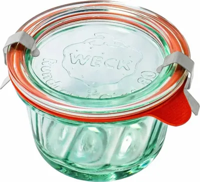 Produktbild von WECK BÄCKEREI mit Deckel, Dichtung und 2 Verschlüssen, 165 ml, 12 Stück