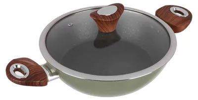 Grüne Pfanne 24 cm mit Deckel, Antihaft, Aluminium, Induktion