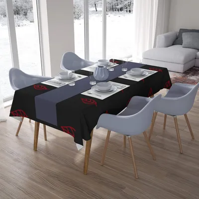 Tischdecke 140x200 cm, Polyester, wasserabweisend, rot/schwarz