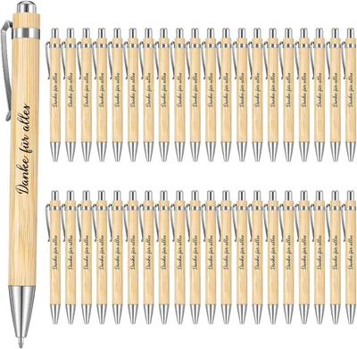 Productafbeelding van Houten balpennen - Set van 40 - Thanksgiving-geschenken - Dank voor alles intrekbare balpen met citaat verbinding