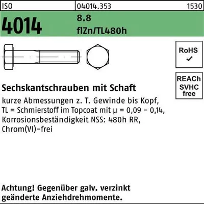 Produktbild von Reyher  Sechskantschraube ISO 4014 8.8 M 8x45 flZn (200 Stück)