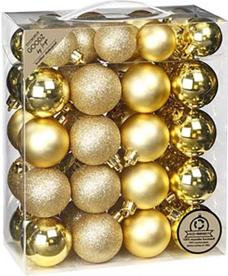 Produktbild von Weihnachtskugeln Gold | Ø 4+5 cm | 44 Stück | bruchsicher | Glänzend & matt