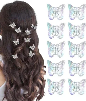 Produktbild von 10 Stück Mini-Haar-Vogelklammern für Kinder - Frauen - Mädchen - kleine Kunststoffklammern - Haar-Vogel-Accessoires
