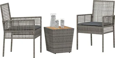 Immagine prodotto di Set da giardino VidaXL, 3 pezzi, grigio, in polyrattan