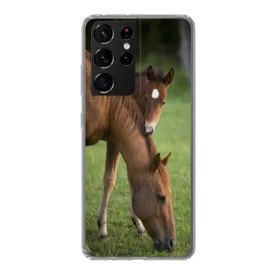 Produktbild von MuchoWow® Handyhülle Schutzhülle Hülle für Samsung Galaxy S21 Ultra Pferde - Gras - Porträt Silikon Softcase Handy Hülle - Mobiltelefon