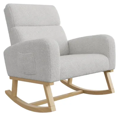 Produktbild von Schaukelstuhl - Loungesessel - Schaukelstuhl - Schaukelbank - Bezug aus Teddyfell - 14 cm Schaumstoffdicke