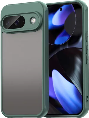 Image de Étui pour Google Pixel 9, dos mat translucide avec protection de l'appareil photo, étui de protection antichoc Vert