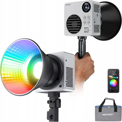 Produktbild von NEEWER HB80C 80W RGBWW COB LED Videoleuchte 2500-7500K Akku Bowens
