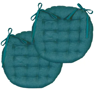 Obrázok produktu pre Atout – Okrúhly vankúš, dvojfarebný, priemer 40 cm, farby: svetlomodrá/horčicová