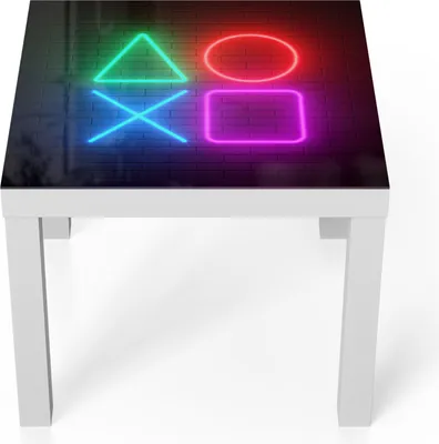 Produktbild von DEQORI Couchtisch 55x55 cm Weiß 'Playstation Elemente' Glas Beistelltisch