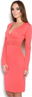 Immagine prodotto di Abito da donna manica lunga con scollo a V; corallo L/XL