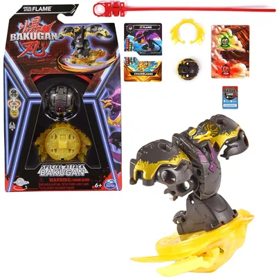 Image de Set d'attaque spéciale Bakugan « Flame » : figurine colorée tournoyante + cartes