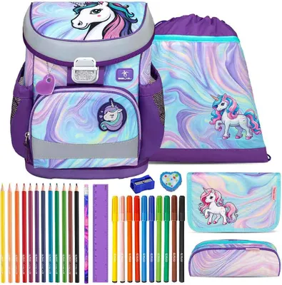 Produktbild von Belmil Schulranzen Set Mini Fit Unicorn Dream 10-teilig gefüllt