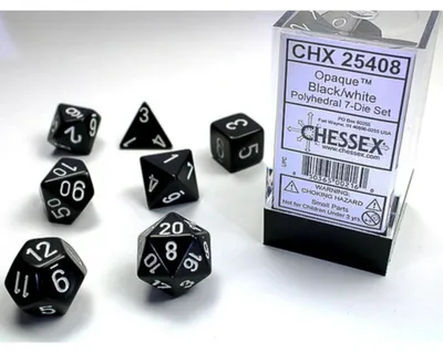 Produktbild von Chessex 7-Würfelset Opaque Polyhedral Black/White