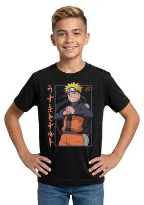 Produktbild von Spreadshirt Naruto Shippuden Design Mit Schriftzeichen Teenager T-Shirt, 152/164 (12-14 Jahre), Schwarz
