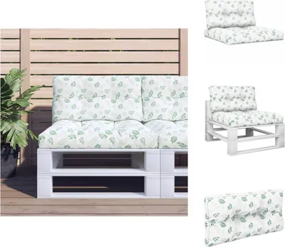 Immagine prodotto di vidaXL Cuscino Pallet 2 pezzi in tessuto con motivo a foglie - Cuscino per seduta