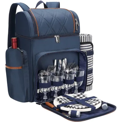 Produktbild von Großer Picknickrucksack mit isoliertem Kühlfach - Set für 4 Personen
