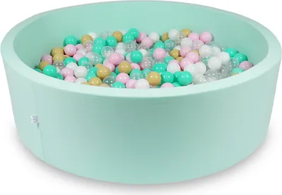 Immagine prodotto di Piscina asciutta 130x40cm menta con 700 palline: bianco, rosa, trasparente, beige, menta