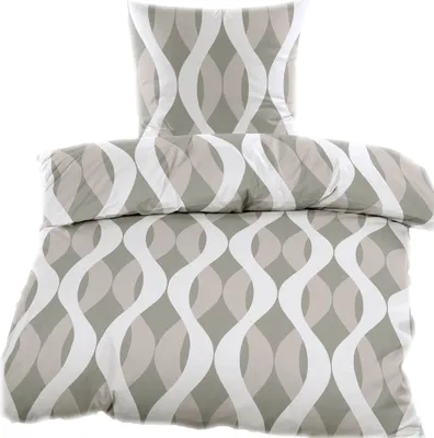 A bedding set with a pillow and duvet cover, displayed flat against a white background.