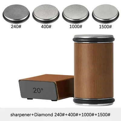Immagine prodotto di Affilacoltelli - Pietra abrasiva diamantata a doppia faccia - Guida angolare magnetica da 15/20° - Set C